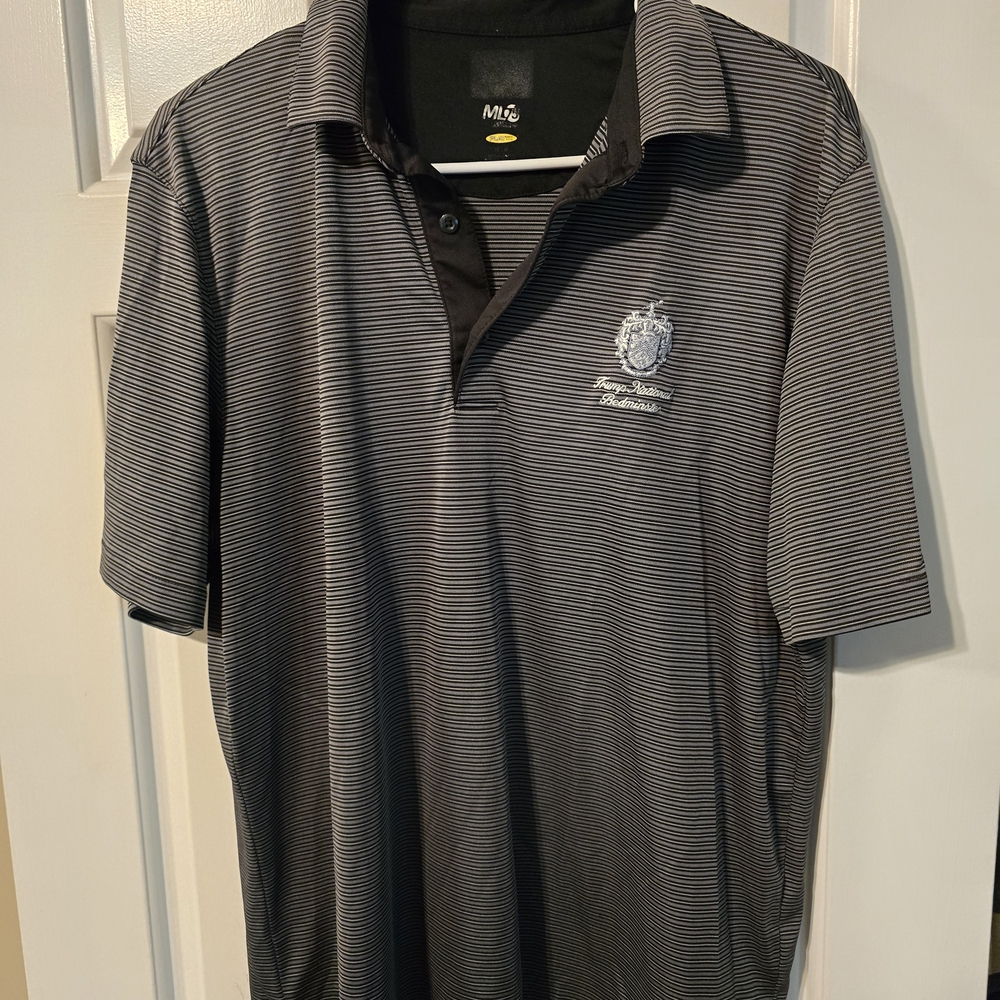 Trump National Golf Club Greg Norman Collection Gray Striped Polo Shirt